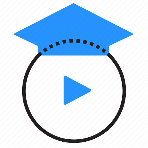 Academic hat, play, tutorial, video icon - Download on Iconfinder