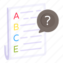 test sheet, exam, examination, assessment, questionnaire