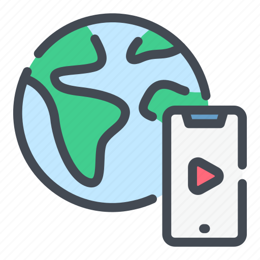 Earth, globe, lesson, play, smartphone, task, video icon - Download on Iconfinder