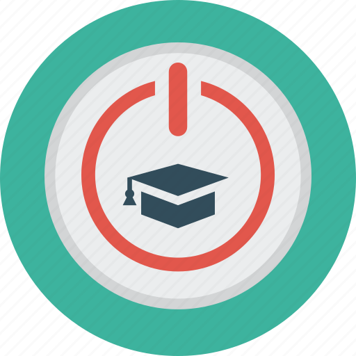Distance, education, learning, online, start button, student cap icon - Download on Iconfinder