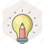 bulb, creative, idea, pencil, electric, light 