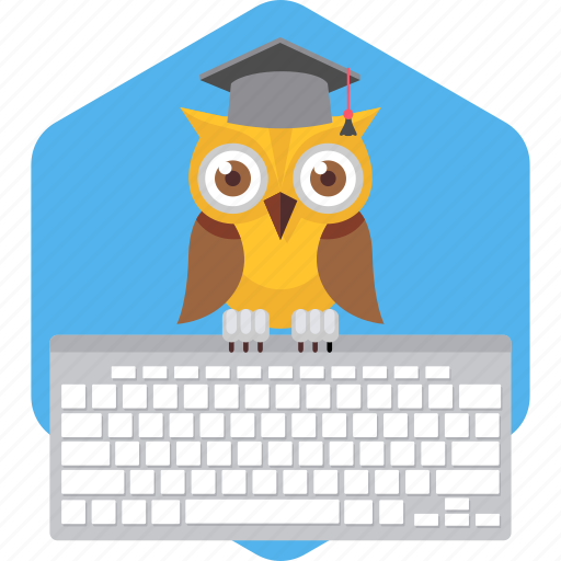 Busy, cartoon, computer, keyboard, owl, teacher, working icon - Download on Iconfinder