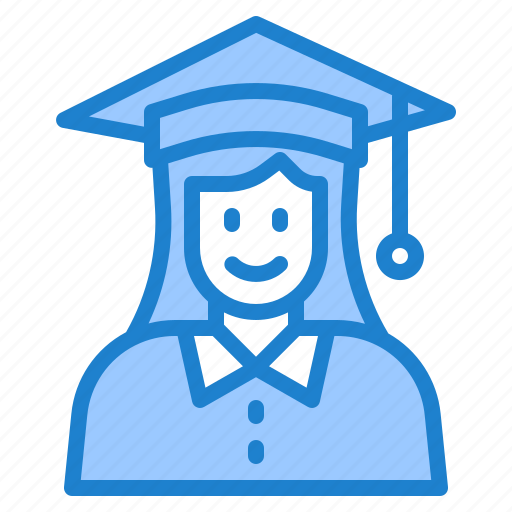 Graduation, degree, woman, school, education icon - Download on Iconfinder