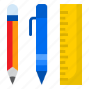 stationary, pen, pencil, ruler, tools