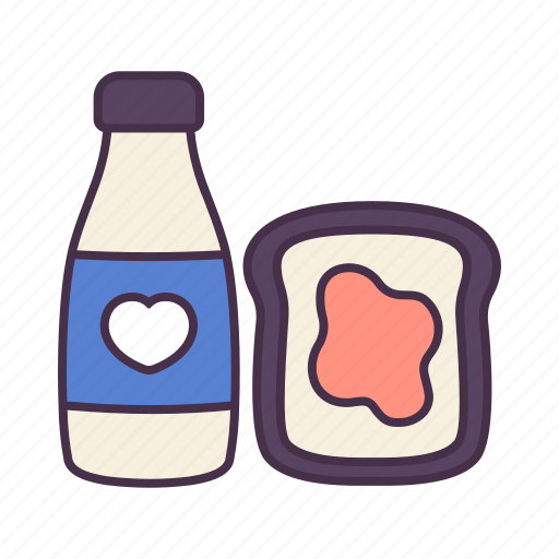 Bread, breakfast, drink, food, jam, milk, water icon - Download on Iconfinder