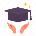 cap, degree, education, hand, school, study, university