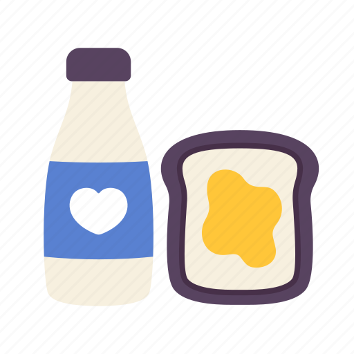 Bread, breakfast, drink, food, jam, milk, water icon - Download on Iconfinder