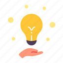 creative, hand, idea, intellegence, light bulb, thinking, knowledge