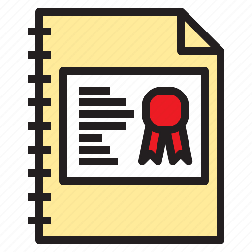 Certificate, learning, notebook, report, search, study, tool icon - Download on Iconfinder