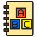 abc, alphabet, learning, notebook, report, search, study
