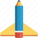 education, launch, pen, pencil, rocket, study icon