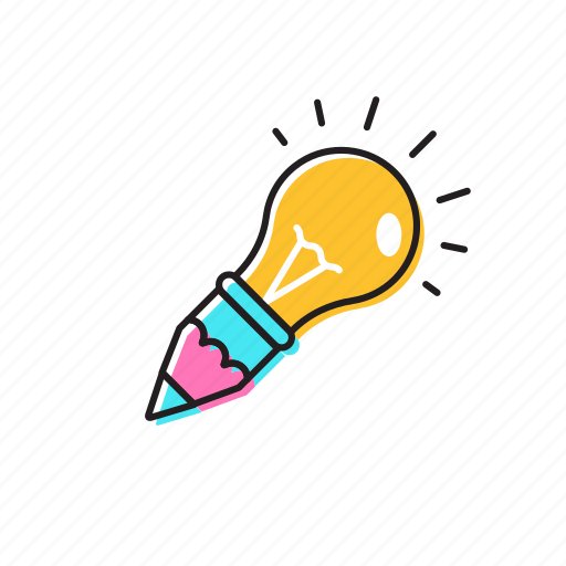 Bulb and pencil, idea, ideapaint, knowledge icon - Download on Iconfinder