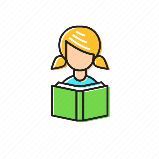 Girl reading, reading, student icon - Download on Iconfinder