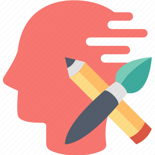 Creative, learning, brush, head, mind, pencil, tools icon - Download on Iconfinder