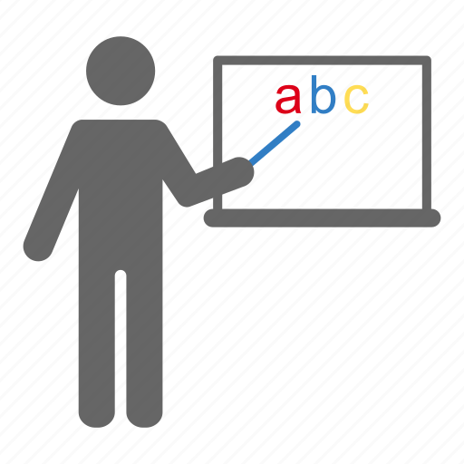 Abc, study, class, language, person, teaching, pointing icon - Download on Iconfinder