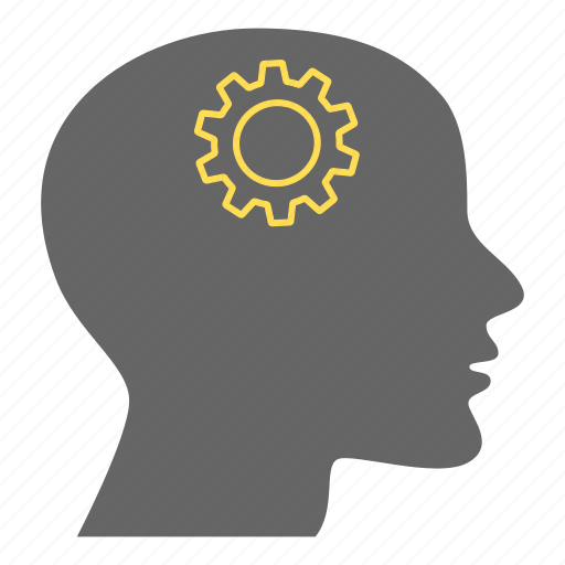 Creative, gears, head, person, brain gear, thinking, intelligence icon - Download on Iconfinder