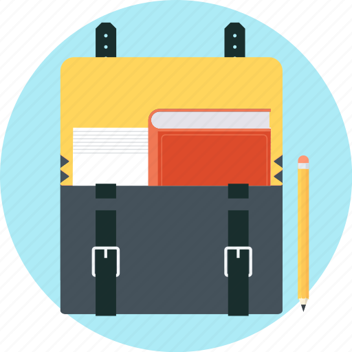 Bag, book, go to school, pen, portfoliio, school bag, suitcase icon - Download on Iconfinder