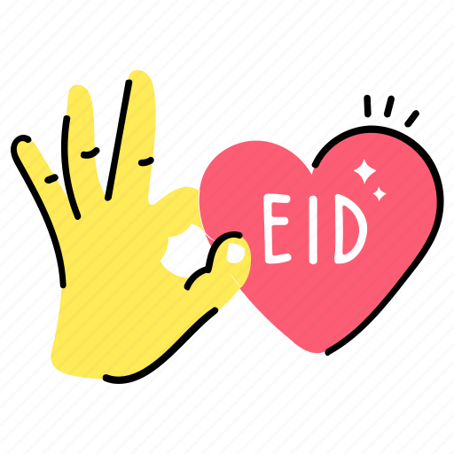 Eid greetings, eid celebration, eid wishes, eid card, heart sticker - Download on Iconfinder
