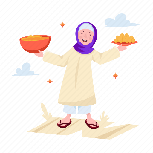 Eid food, eid dishes, eid sweets, eid desserts, muslim woman icon - Download on Iconfinder