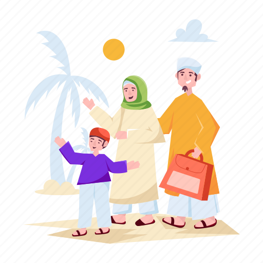 Muslim family, family travel, happy family, islamic family, eid travel icon - Download on Iconfinder