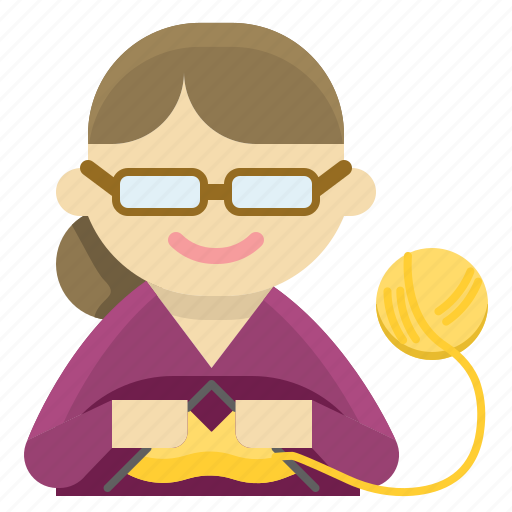 Hobby, knitting, old, retirement, senile, woman icon - Download on Iconfinder