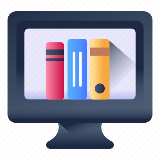 Digital library, online library, ebooks, virtual books, online reading icon - Download on Iconfinder