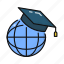 graduation, college, graduate, globe, e-learning 