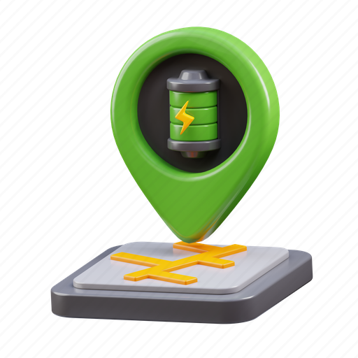 Charging, location, charging station, electric car 3D illustration - Download on Iconfinder
