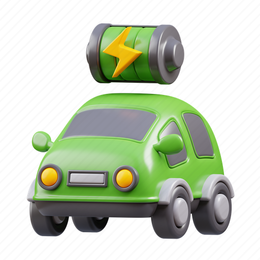 Electric car, battery, renewable energy, electric vehicle 3D illustration - Download on Iconfinder