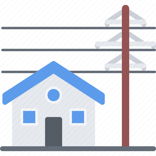 Electric, electrician, electricity, electrification, house, line, power icon - Download on Iconfinder