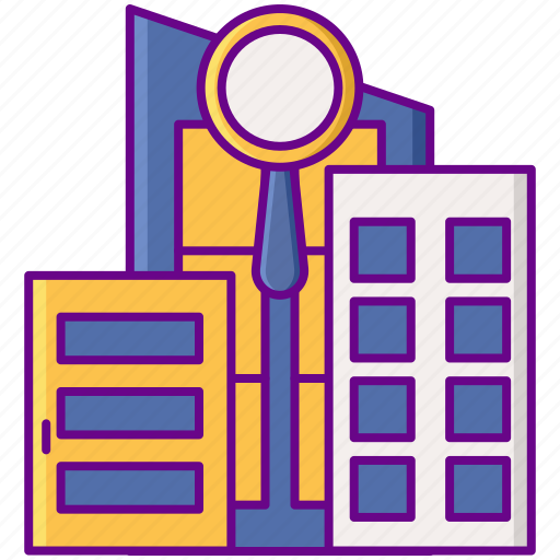 Buildings, city, inspector, magnifying glass icon - Download on Iconfinder
