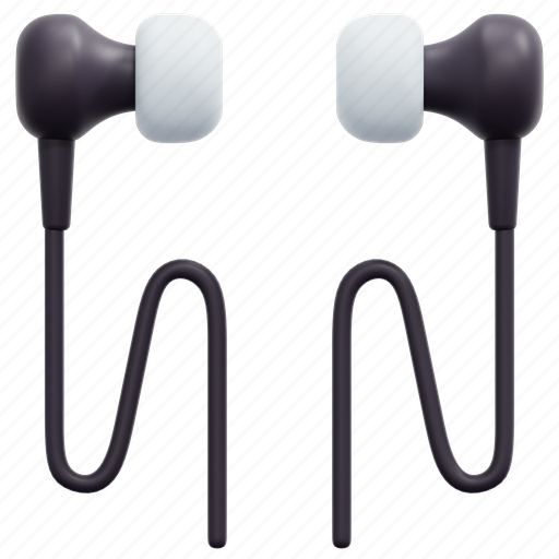 Earphone, earphones, earbuds, headphones, electronics, device, sound 3D illustration - Download on Iconfinder