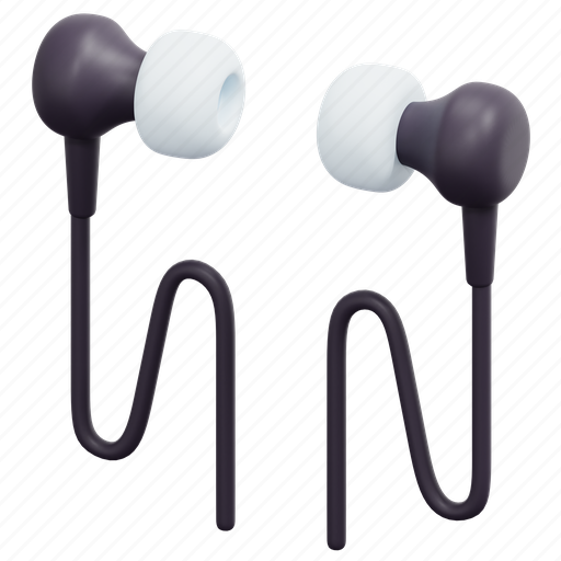 Earphone, earphones, earbuds, headphones, device, electronics, sound 3D illustration - Download on Iconfinder