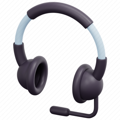 Headset, earphone, headphone, electronics, device, microphone, sound 3D illustration - Download on Iconfinder
