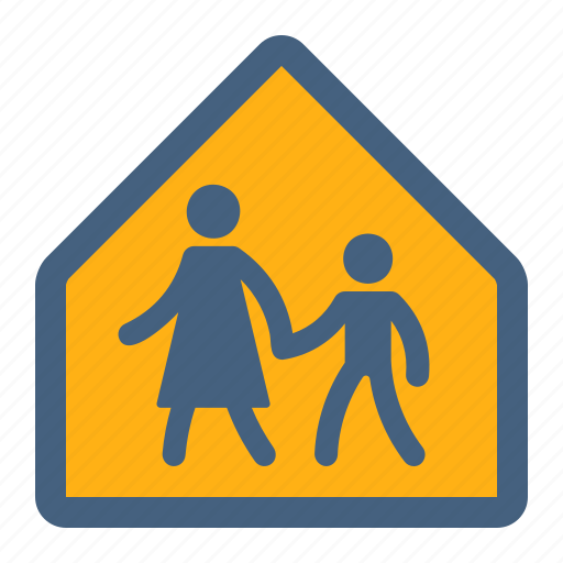 School, street, sign, road, traffic, crossing, roadsign icon - Download on Iconfinder
