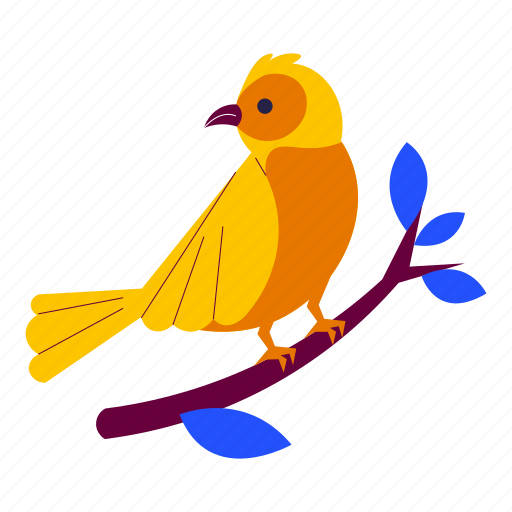 Bird on a branch, bird, branch, animal, cute, pet, autumn season illustration - Download on Iconfinder