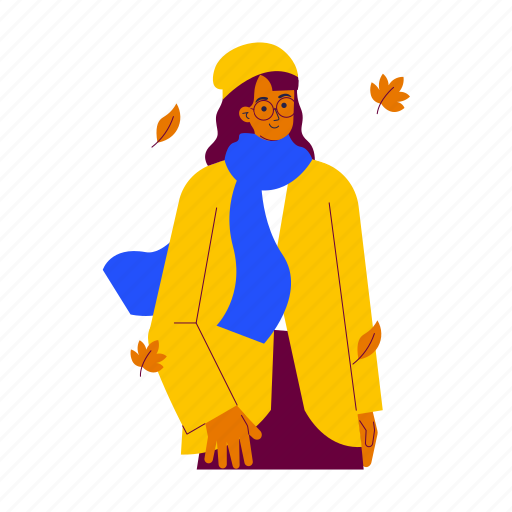 Wearing warm clothes during autumn, fashion, style, warm, clothes, girl, autumn season illustration - Download on Iconfinder