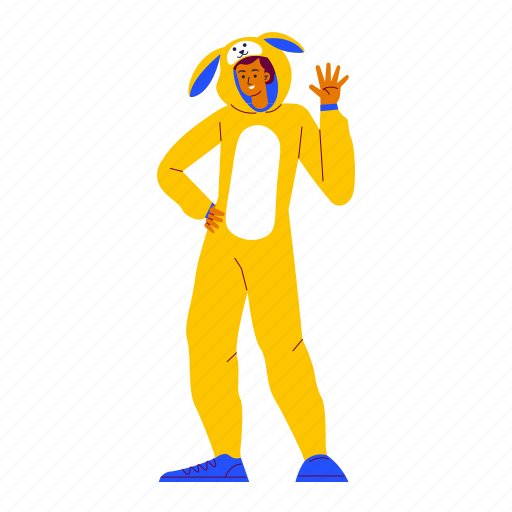 Wearing a rabbit costume, boy, bunny, cute, party, festival, easter day illustration - Download on Iconfinder