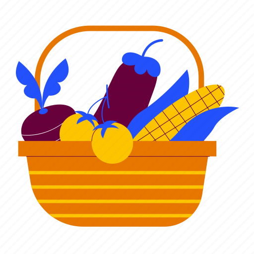 Vegetable basket, vegetables, fresh, basket, harvest, organic, gardening illustration - Download on Iconfinder