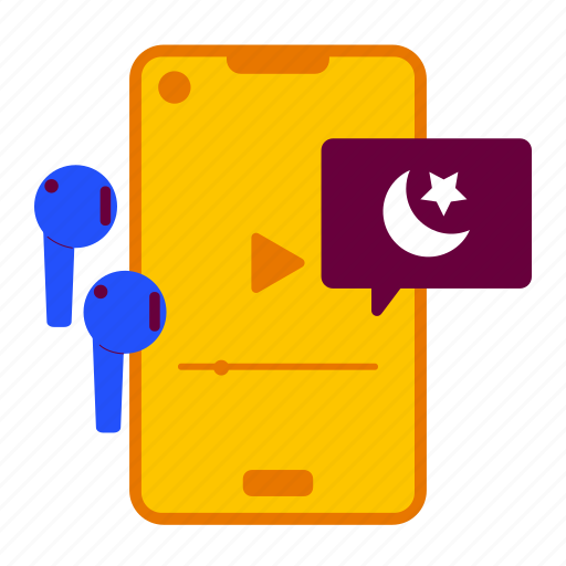 Online quran, mobile, app, application, sound, audio, earphone illustration - Download on Iconfinder
