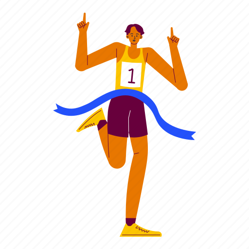 Finishing running race, winner, runner, race, man, marathon, sport competition illustration - Download on Iconfinder