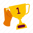holding trophy, winner, trophy, hand gesture, award, winning, sport competition, sports, sport 
