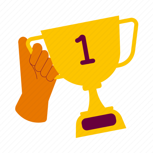 Holding trophy, winner, trophy, hand gesture, award, winning, sport competition illustration - Download on Iconfinder