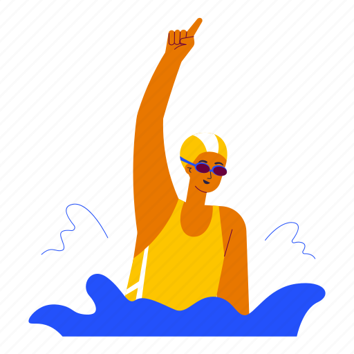 Swimmer win competition, winner, swimming, athlete, man, pool, sport competition illustration - Download on Iconfinder