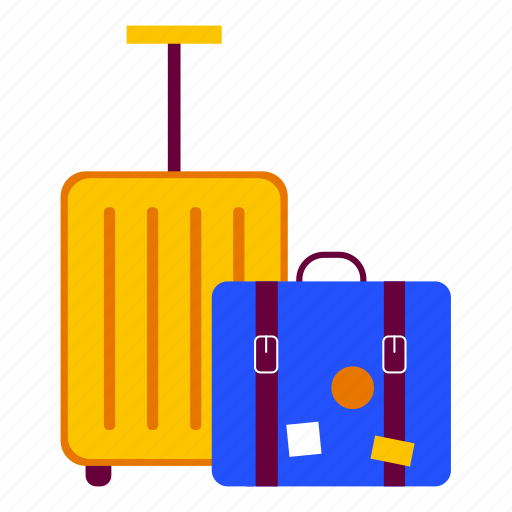 Backpack, bag, luggage, suitcase, baggage, airport, travel illustration - Download on Iconfinder
