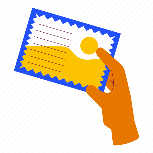 Holding postcard, post, stamp, card, letter, hand gesture, travel illustration - Download on Iconfinder