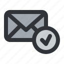 email, check, envelope, letter, mail, message, verified