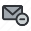 email, envelope, letter, mail, message, minus, remove 