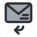 email, arrow, envelope, letter, mail, message, reply
