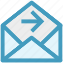 email, forward, letter, message, open, right arrow 